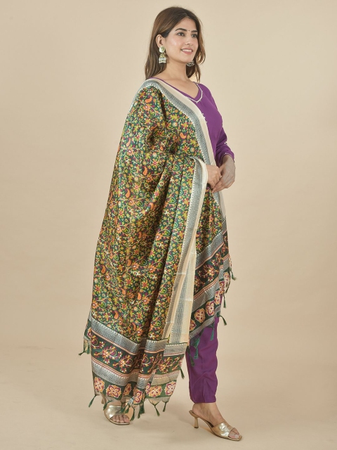 LA FEMINAE Floral Printed Kalamkari Dupatta - Image 3