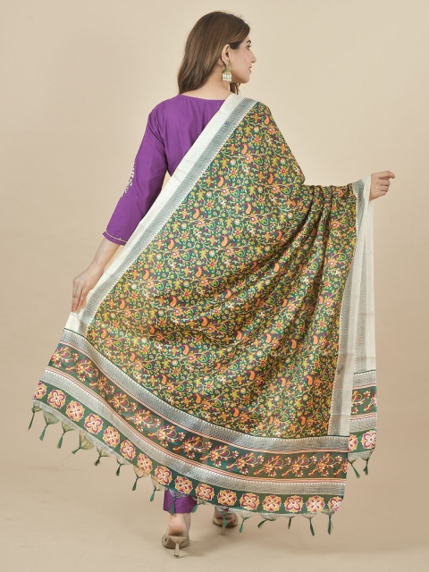 LA FEMINAE Floral Printed Kalamkari Dupatta - Image 4
