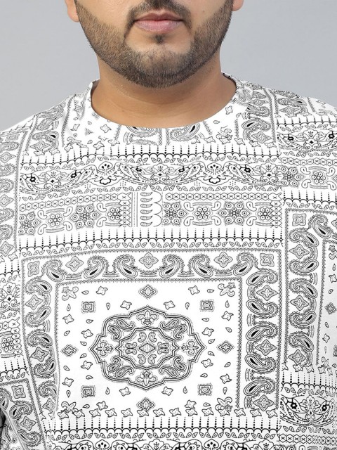 VEIRDO Men Paisley Printed Round Neck Pure Cotton Oversized Plus Size T-shirt - Image 2