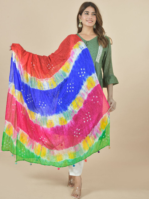 LA FEMINAE Leheriya Printed Tie and Dye Dupatta