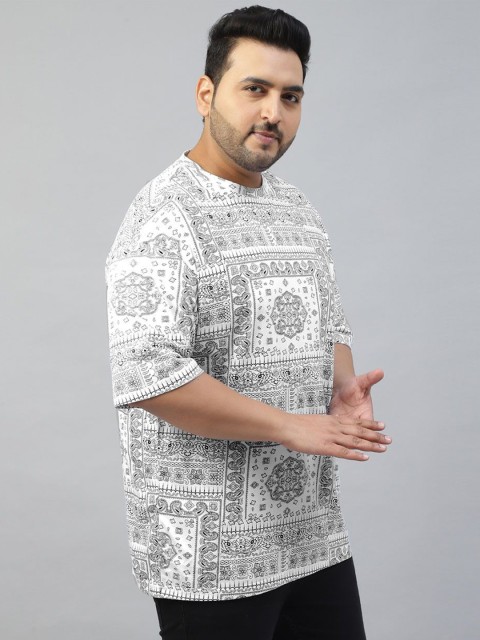 VEIRDO Men Paisley Printed Round Neck Pure Cotton Oversized Plus Size T-shirt - Image 3