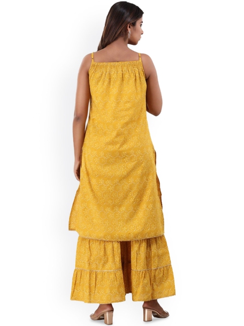 Cloth Bites Ethnic Motifs Printed Shoulder Straps Pure Cotton Straight Kurta with Sharara - Image 4