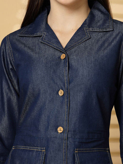 plusS Women Solid A-Line Dress - Image 2