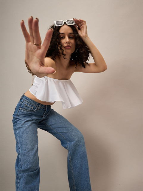 The Roadster Lifestyle Co. Women Solid Tube Crop Top