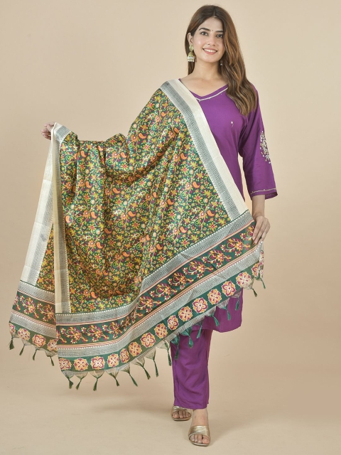 LA FEMINAE Floral Printed Kalamkari Dupatta