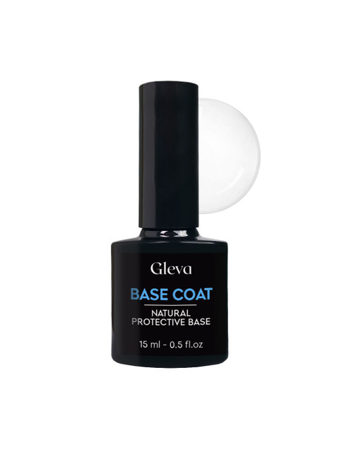 Gleva Long Lasting High Gloss Shiny Base Coat Nail Polish - 15 ml - Transparent