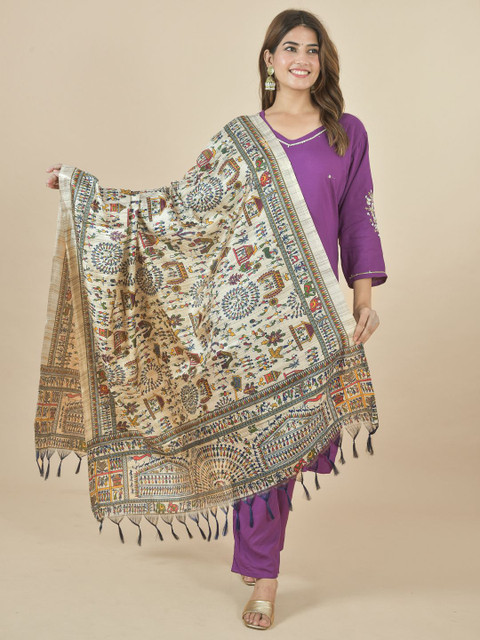 LA FEMINAE Ethnic Motifs Printed Kalamkari Dupatta