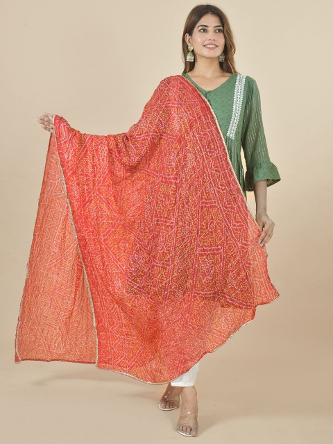 LA FEMINAE Bandhani Printed Dupatta With Zari