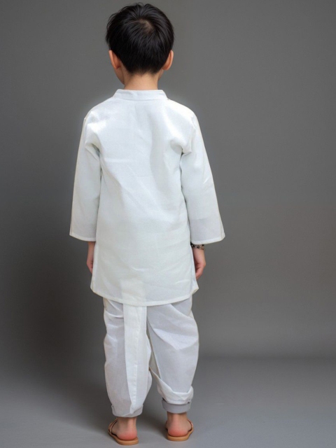 DEVOILER Boys Ethnic Motifs Printed White Romance Kurta - Image 4