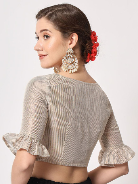 studio rasa Shimmer Stripe Saree Blouse - Image 4