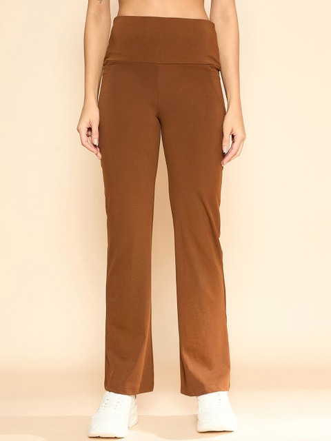 COLOR CAPITAL Women Mid-Rise Antimicrobial Flared Gym Tights