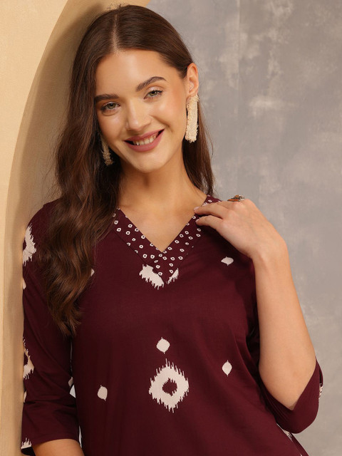 Anouk Women Printed Regular Pure Cotton Kurta With Trousers & Dupatta - Image 2