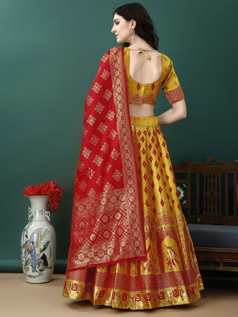 SWAMI STUDIO Ready to Wear Lehenga & Unstitched Blouse With Dupatta - Image 5