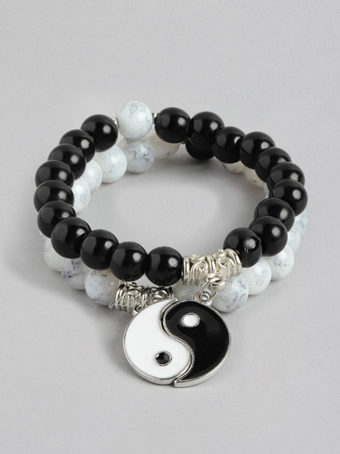 PARIS HAMILTON Unisex Set Of 2 Evil Eye Infinity Artificial Beads Couple Bracelets