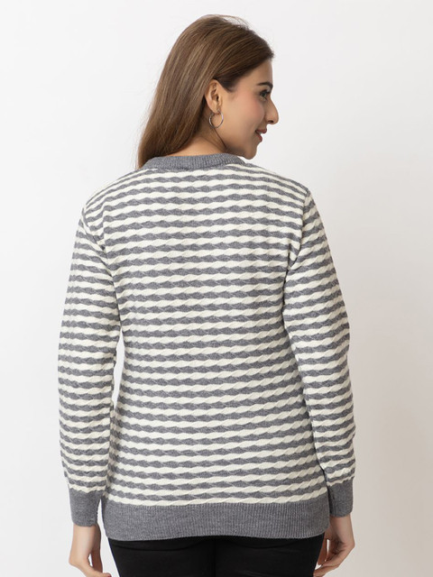 LEZA Women Striped Pullover with Embroidered Detail - Image 5
