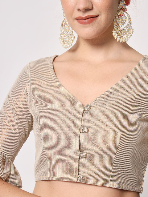 studio rasa Shimmer Stripe Saree Blouse - Image 6