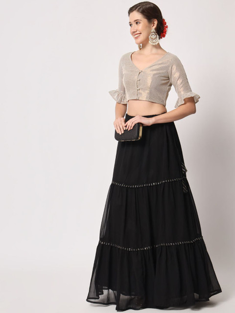 studio rasa Shimmer Stripe Saree Blouse - Image 5