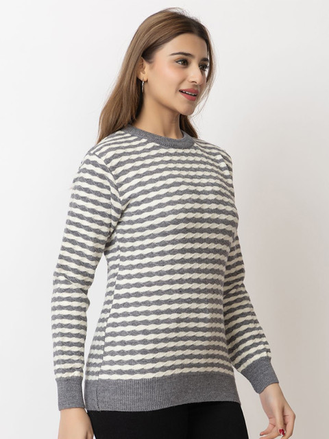 LEZA Women Striped Pullover with Embroidered Detail - Image 3