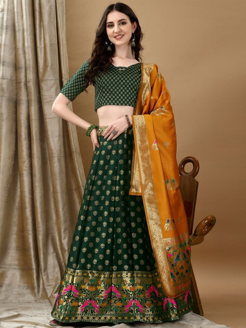 SWAMI STUDIO Ready to Wear Lehenga & Unstitched Blouse With Dupatta