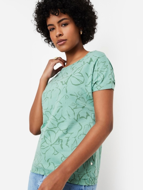 max Women Floral Printed Round Neck Cotton T-shirt - Image 3