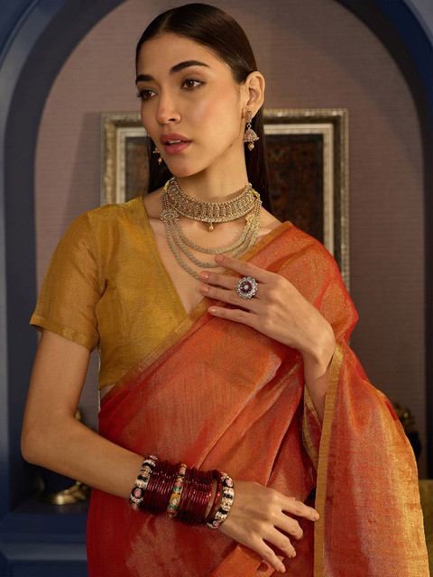 Sangria Woven Design Banarasi Saree With Blouse Piece - Image 6