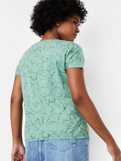 max Women Floral Printed Round Neck Cotton T-shirt - Image 4