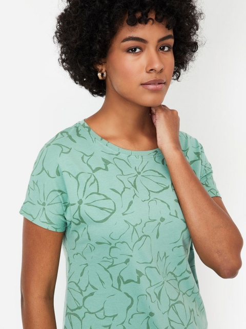 max Women Floral Printed Round Neck Cotton T-shirt - Image 2