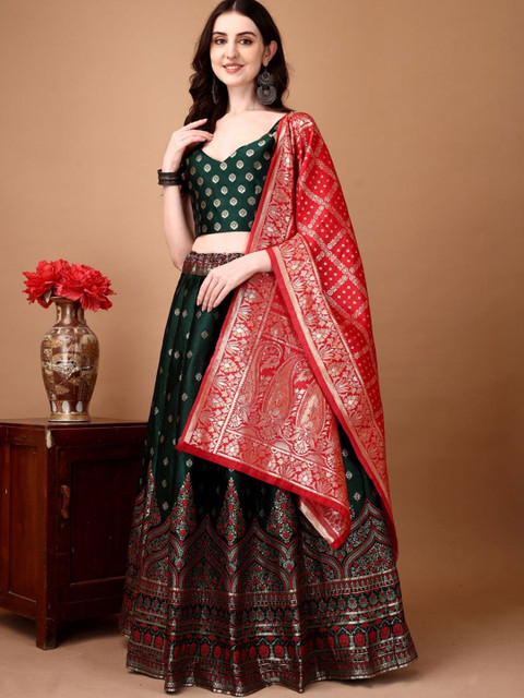 SWAMI STUDIO Ready to Wear Lehenga & Unstitched Blouse With Dupatta