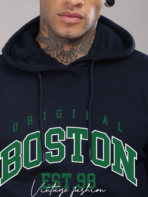 ADRO Men Typography Printed Hood Cotton Pullover Ribbed Sweatshirt - Image 2
