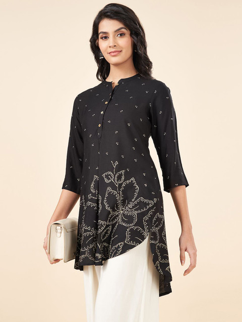 RANGMANCH BY PANTALOONS Women Mandarin Collar Printed Tunic