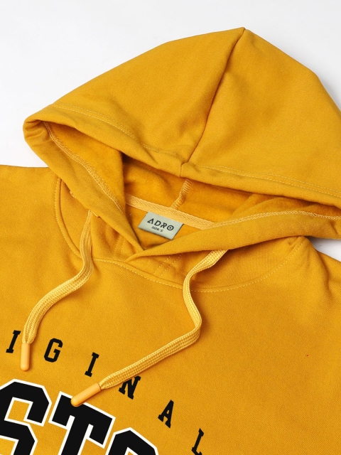 ADRO Men Typography Printed Hood Cotton Pullover Ribbed Sweatshirt - Image 6