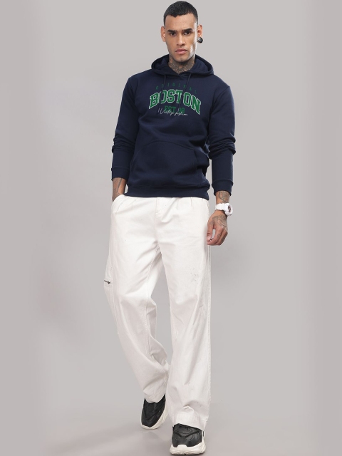 ADRO Men Typography Printed Hood Cotton Pullover Ribbed Sweatshirt - Image 5