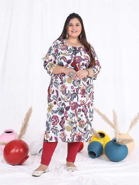 FLAVIA CREATION Women Plus Size Printed Pure Cotton Kurta