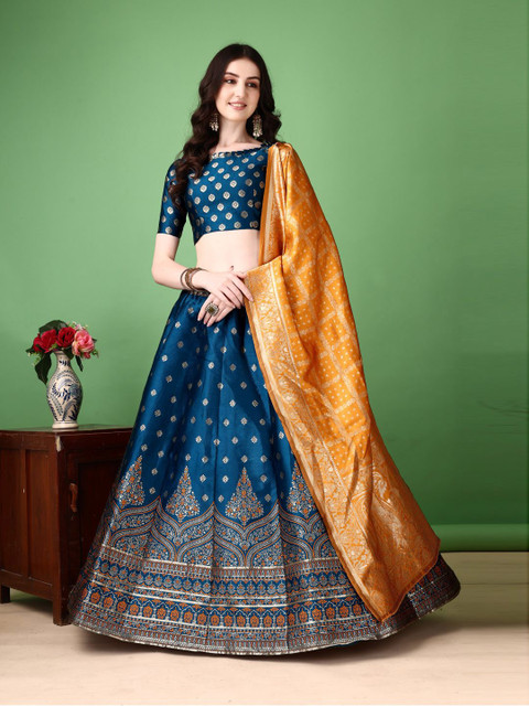 SWAMI STUDIO Ready to Wear Lehenga & Unstitched Blouse With Dupatta