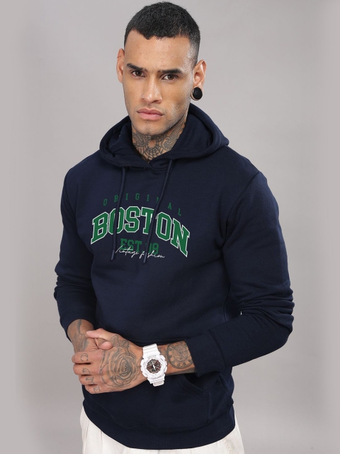 ADRO Men Typography Printed Hood Cotton Pullover Ribbed Sweatshirt - Image 3