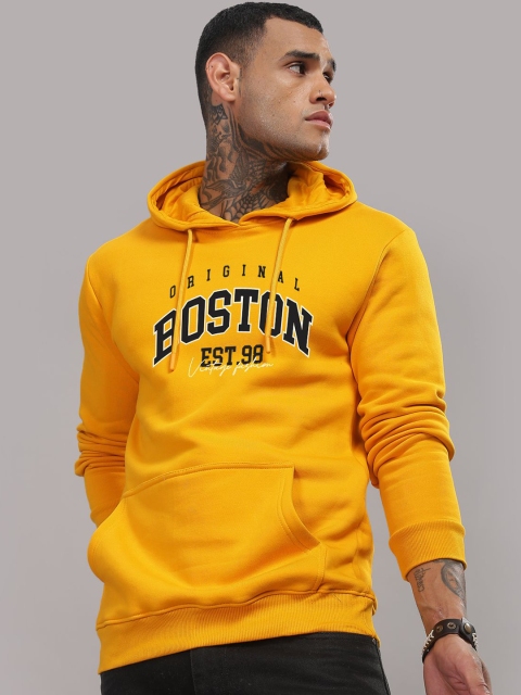 ADRO Men Typography Printed Hood Cotton Pullover Ribbed Sweatshirt - Image 3
