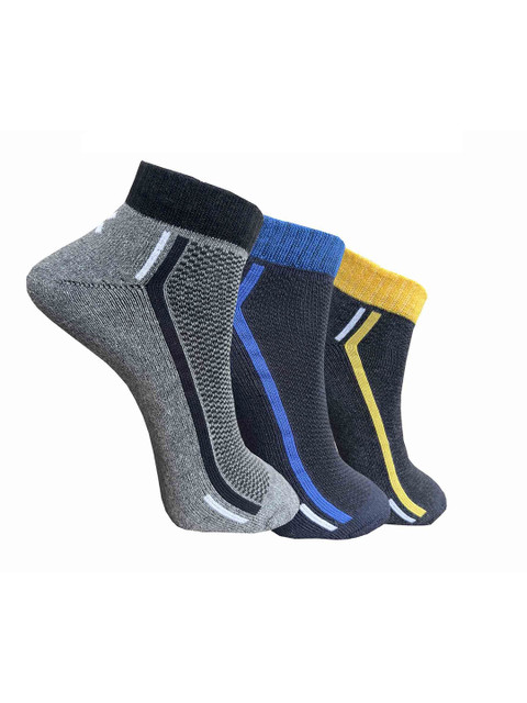 HRX by Hrithik Roshan Pack of 3 Striped Ankle-Length Socks