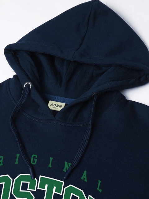 ADRO Men Typography Printed Hood Cotton Pullover Ribbed Sweatshirt - Image 6
