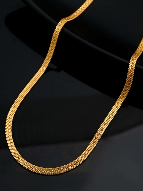 VOJ Men Gold-Plated Stainless Steel Snake Design Chain