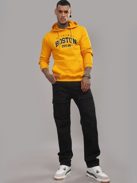 ADRO Men Typography Printed Hood Cotton Pullover Ribbed Sweatshirt - Image 5