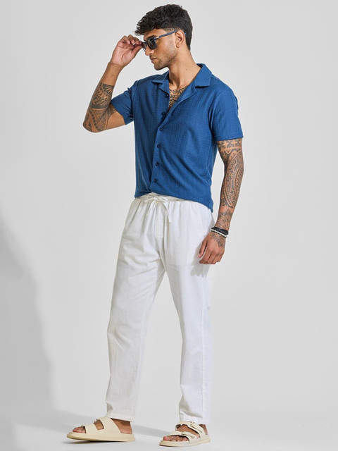 Snitch Men Relaxed Cuban Collar Solid Cotton Casual Shirt - Image 6