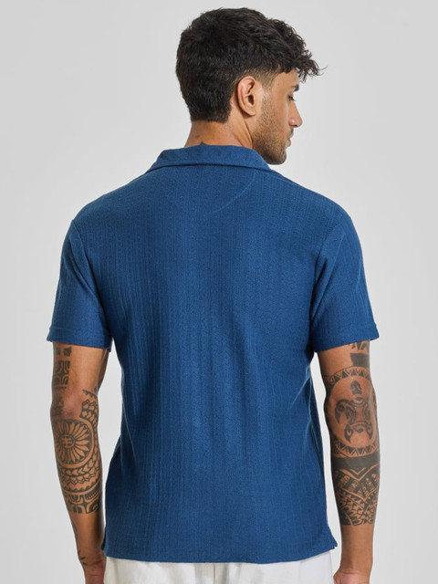Snitch Men Relaxed Cuban Collar Solid Cotton Casual Shirt - Image 5