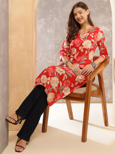 Anouk Rustic Women Printed Thread Work Kurta - Image 6