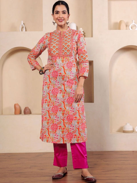 GULAB CHAND TRENDS Women Floral Printed Thread Work Kurta