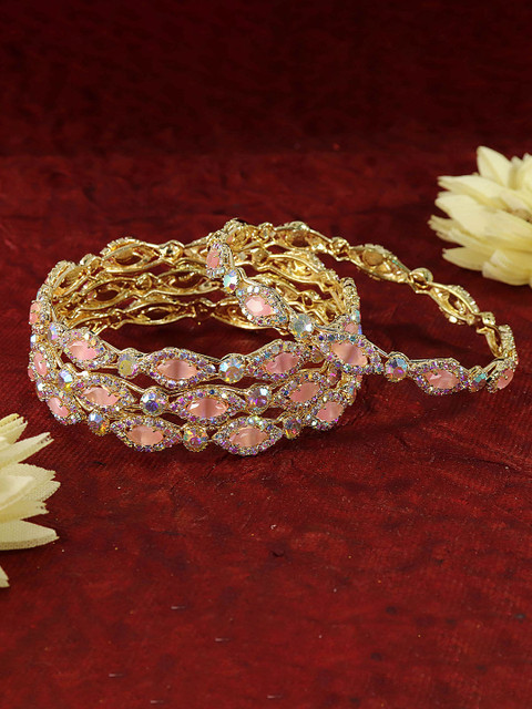 LAVAZZA Set Of 4 Amercian Diamond & Zircon Studded Bangles