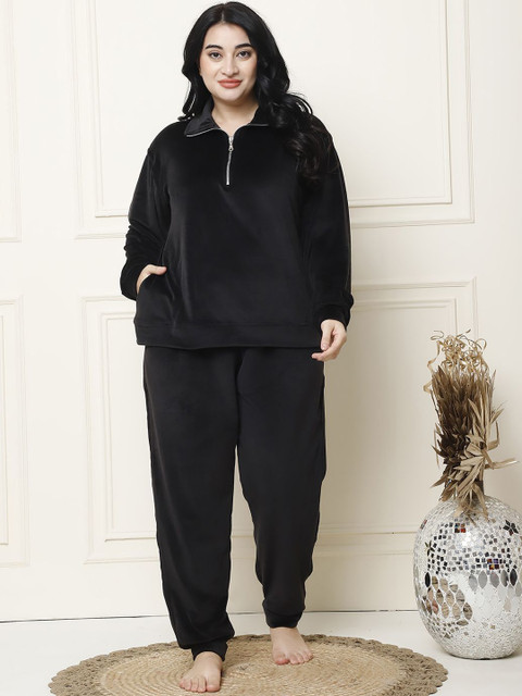 TAG 7 Women Shirt Collar Solid Night suit