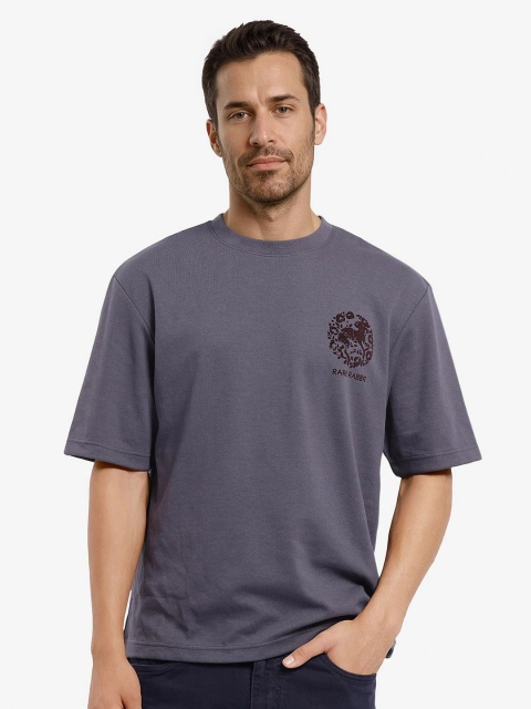 RARE RABBIT Men Graphic Printed Round Neck Cotton Oversized T-shirt - Image 3