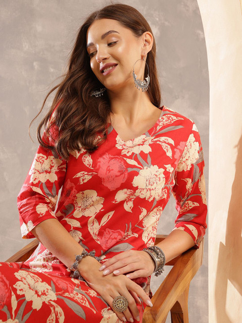 Anouk Rustic Women Printed Thread Work Kurta