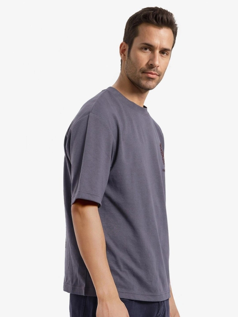 RARE RABBIT Men Graphic Printed Round Neck Cotton Oversized T-shirt - Image 4