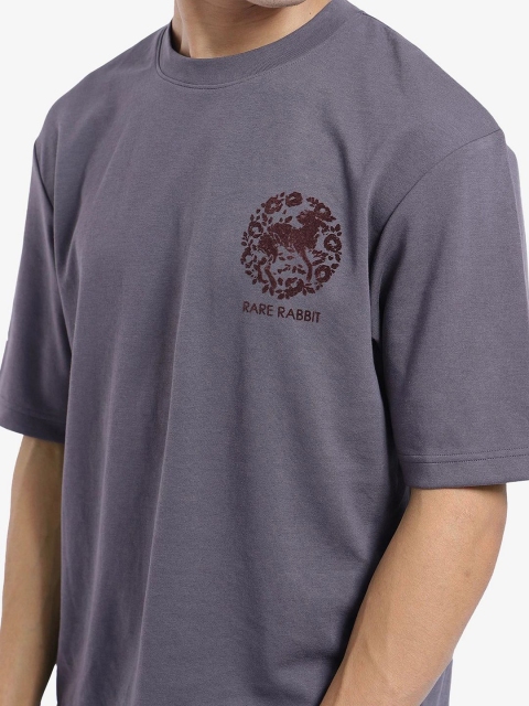 RARE RABBIT Men Graphic Printed Round Neck Cotton Oversized T-shirt - Image 2
